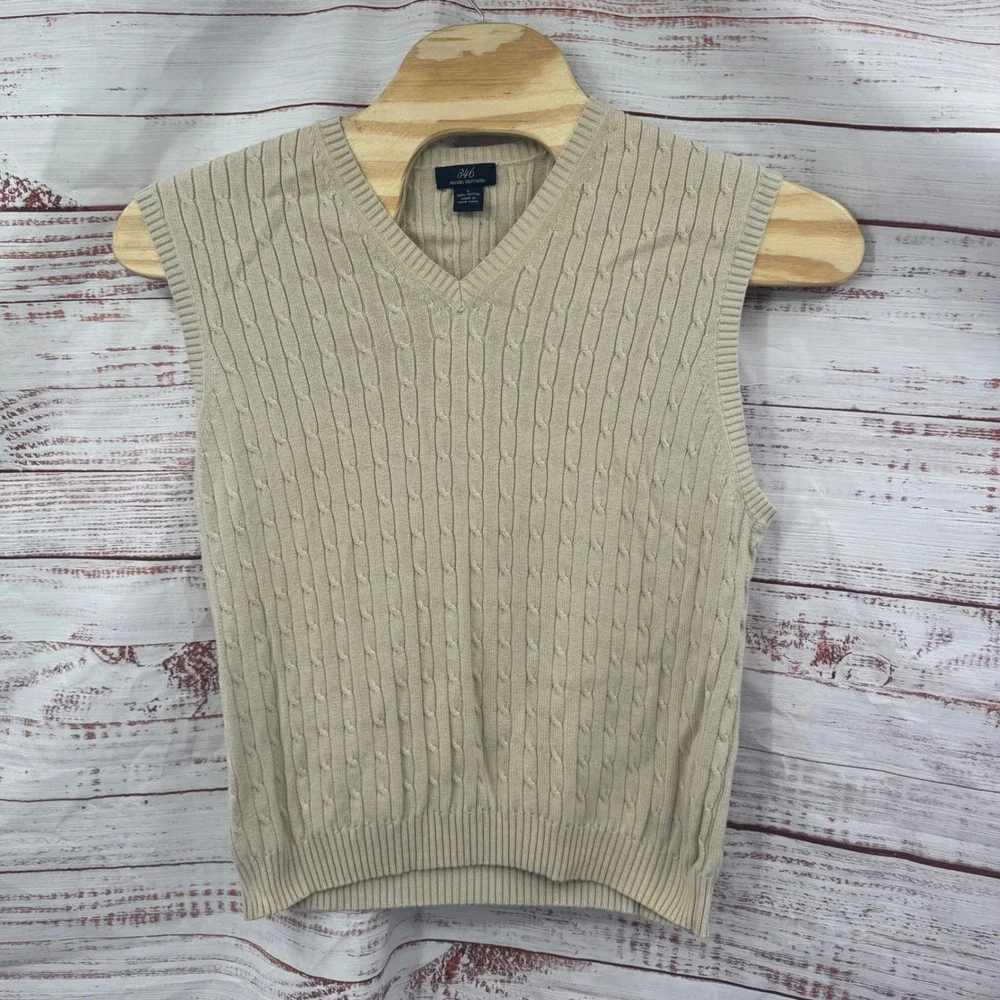 Brooks Brothers Sweater Vest Mens‎ Size Medium Cable Knit V Neck Cotton Casual
